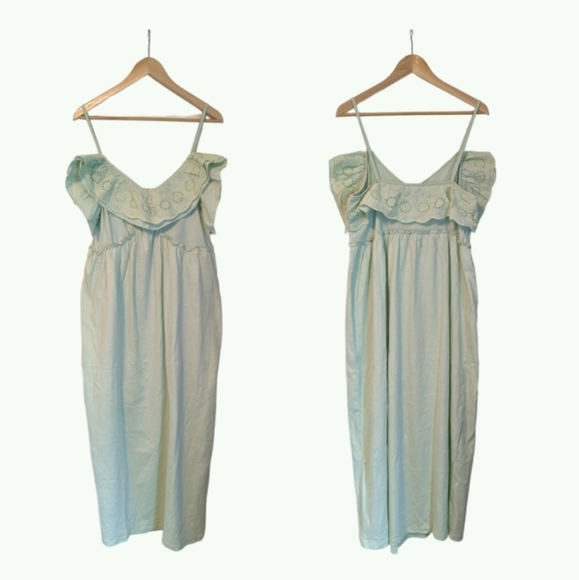 π Zara Cotton Maxi Dress w/ Frilly Eyelet Detail, L, NWT - Picture 3 of 16